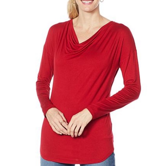 Nwt DIANE GILMAN cowl neck long sleeve top - Picture 1 of 4